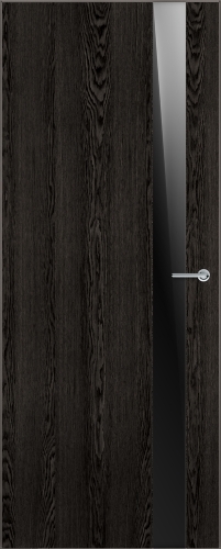 Межкомнатная дверь модель 703 стекло лакобель черное (дуб патина)