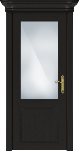 Межкомнатная дверь модель 521 стекло сатинато белое матовое (дуб черный)