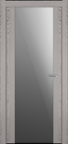 Межкомнатная дверь модель 423 стекло лакобель белое (дуб серый)