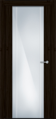 Межкомнатная дверь модель 332 стекло каленое 8мм с вертикальной гравировкой (орех)