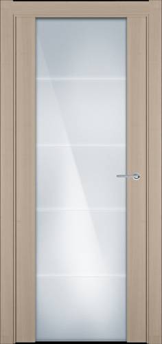 Межкомнатная дверь модель 222 стекло каленое 8мм с горизонтальной гравировкой (ясень)