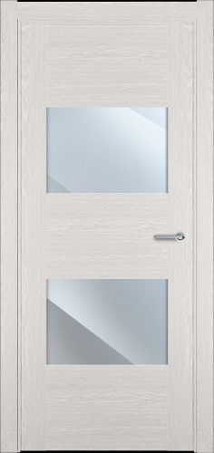 Межкомнатная дверь модель 221 стекло зеркало (дуб белый)